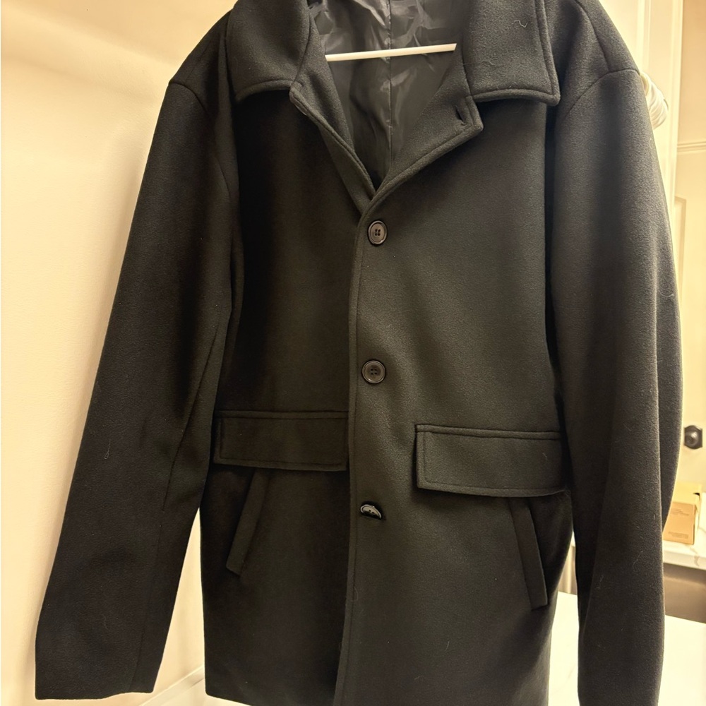Elegant Black Men's Pea Coat